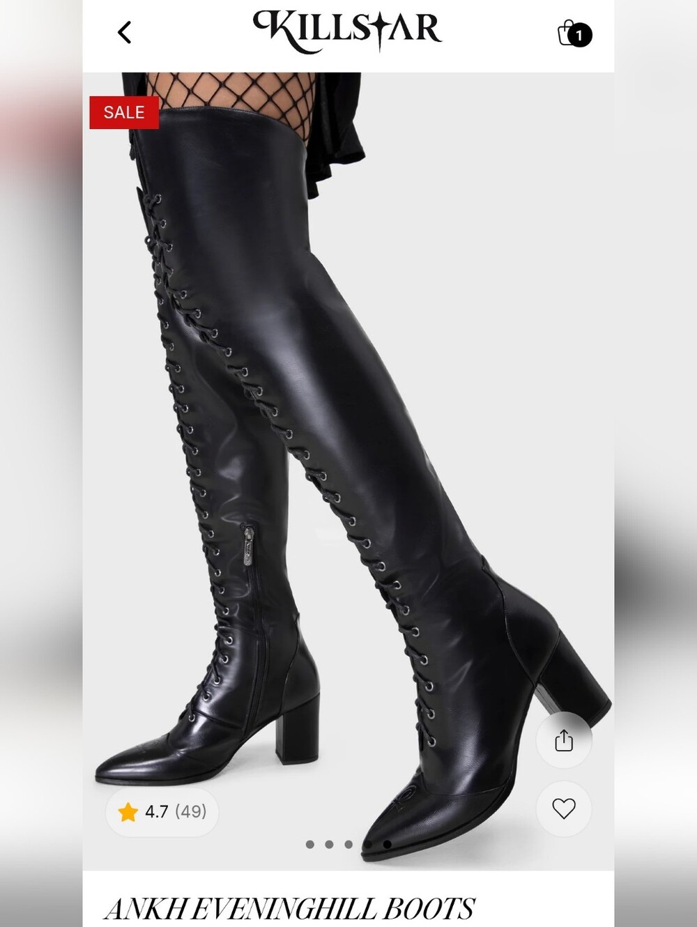 Killstar Ankh Eveninghill Boots W 9 NWT